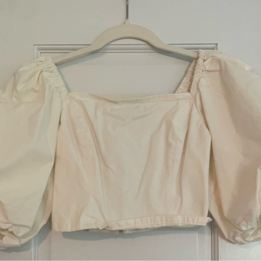 DKNY white/cream puff sleeve top
